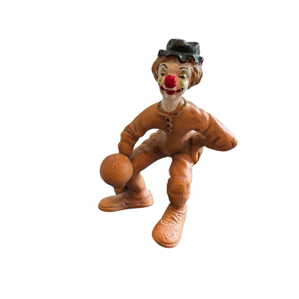 Vintage‎ 1978 Andreoli Clown Sculpture Figurine Lifting 1000 Lb Weights 8in Tall